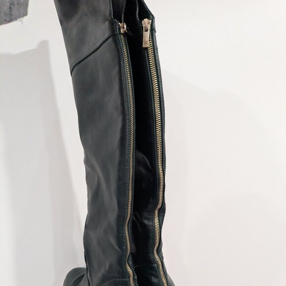Shoedazzle Over the Knee Zip Up Boots Forest Green Size 8 - Picture 3 of 6